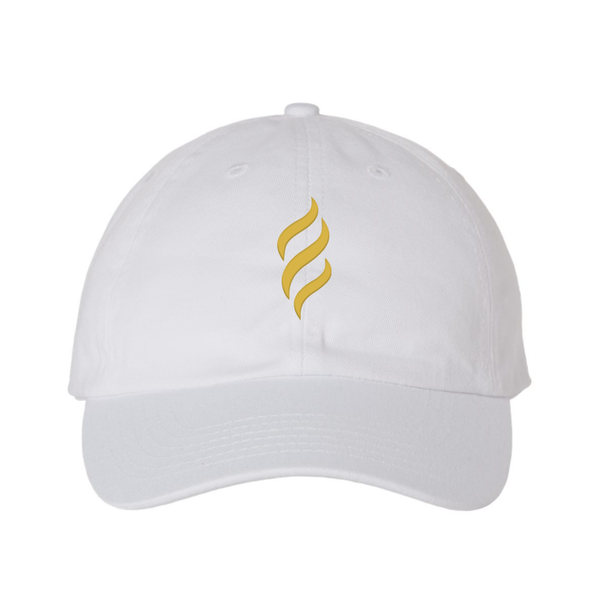 Belair White Color Flame Logo Design Classic Chino Cap Hat